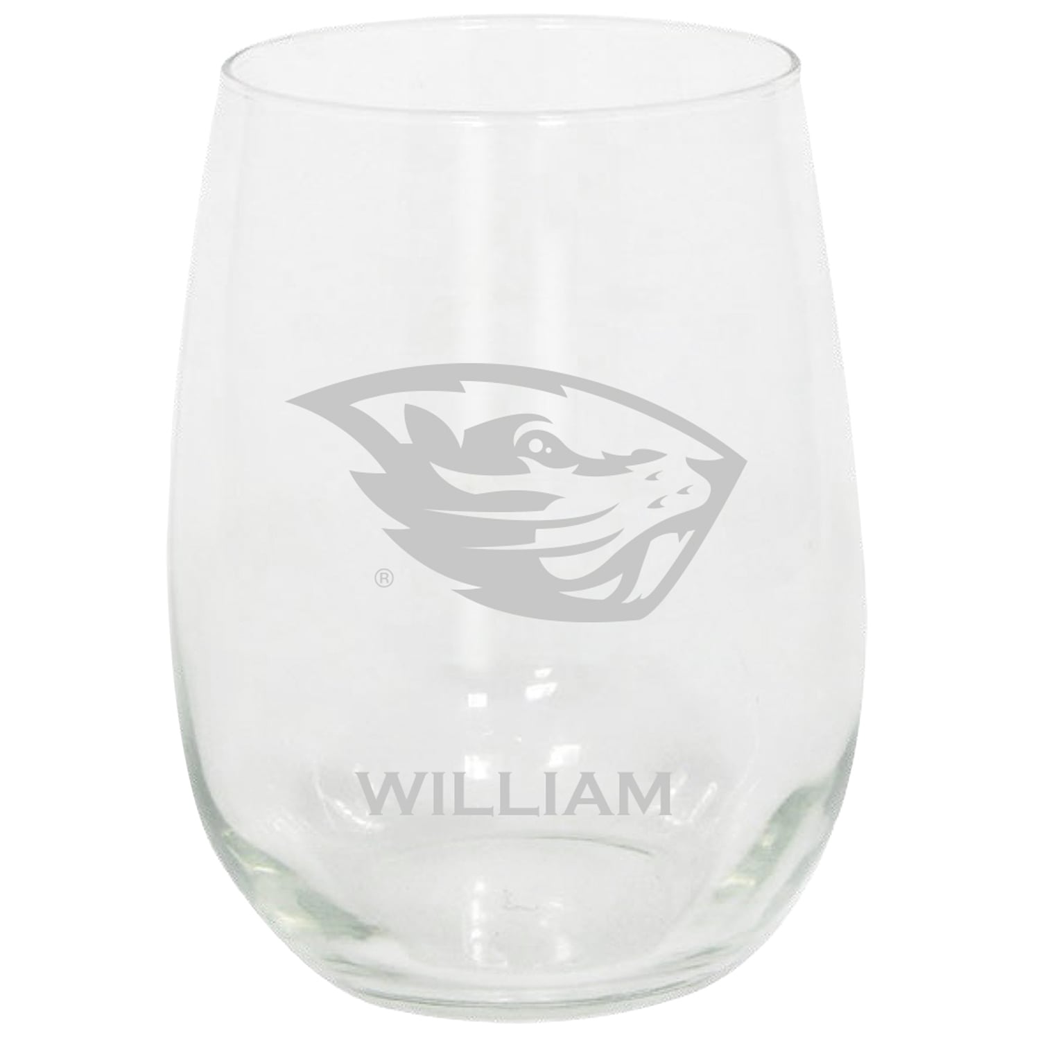 Oregon State Beavers 15oz. Personalized Stemless Etched Glass Tumbler