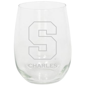 Syracuse Orange 15oz. Personalized Stemless Etched Glass Tumbler