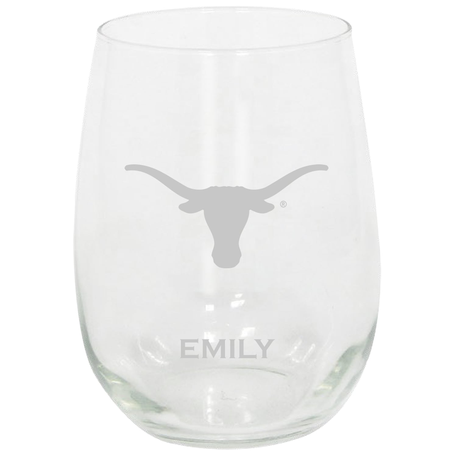 Texas Longhorns 15oz. Personalized Stemless Etched Glass Tumbler