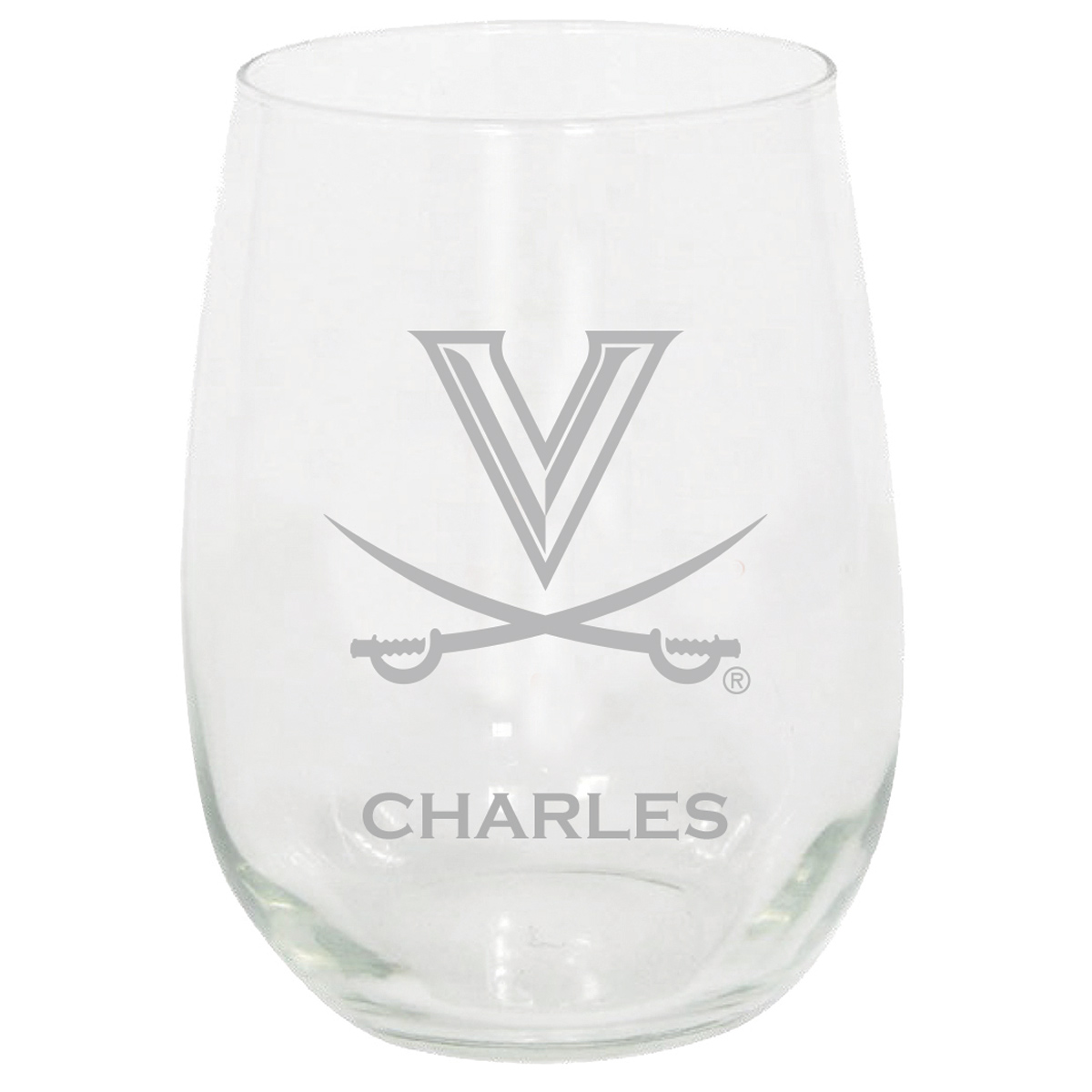 Virginia Cavaliers 15oz. Personalized Stemless Etched Glass Tumbler
