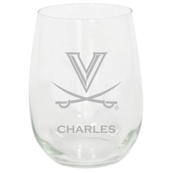 Virginia Cavaliers 15oz. Personalized Stemless Etched Glass Tumbler