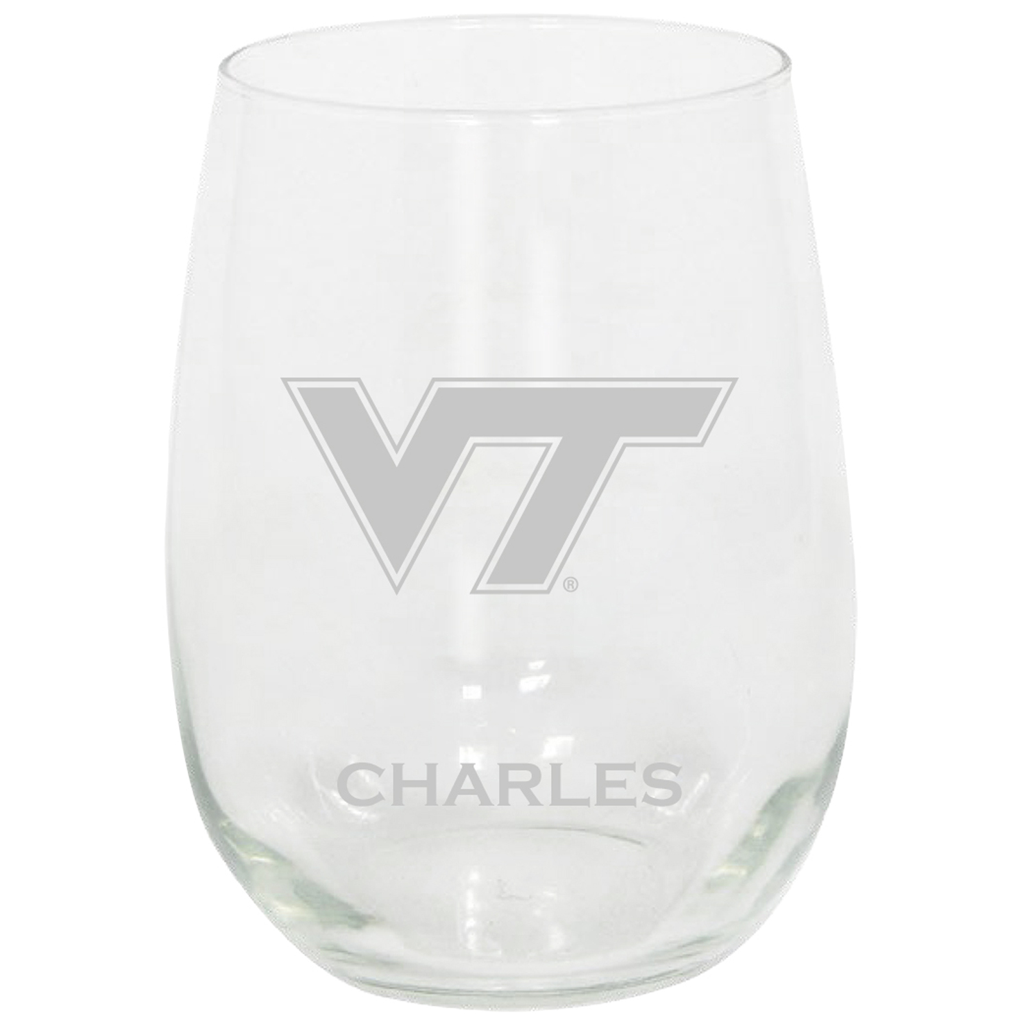 Virginia Tech Hokies 15oz. Personalized Stemless Etched Glass Tumbler