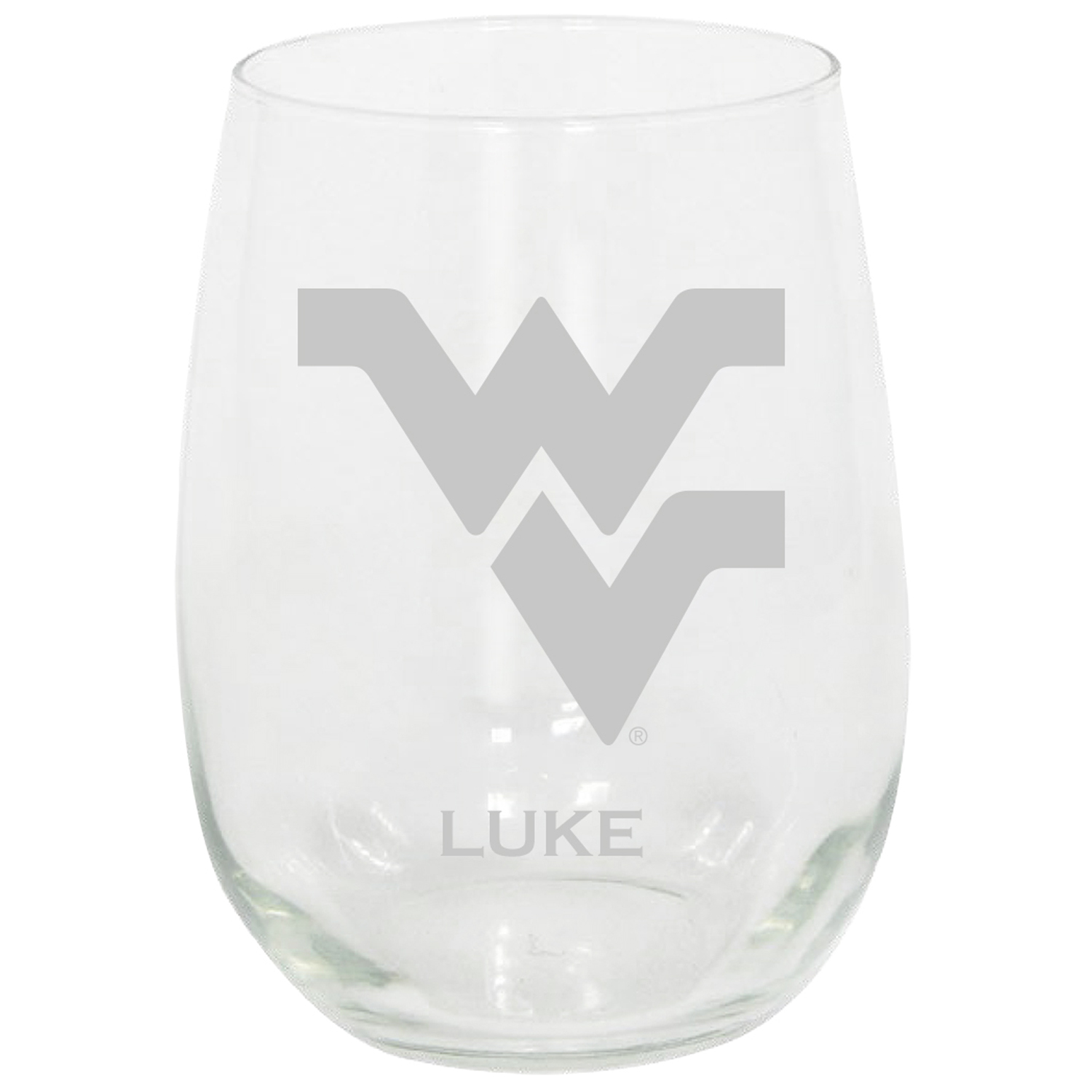 West Virginia Mountaineers 15oz. Personalized Stemless Etched Glass Tumbler