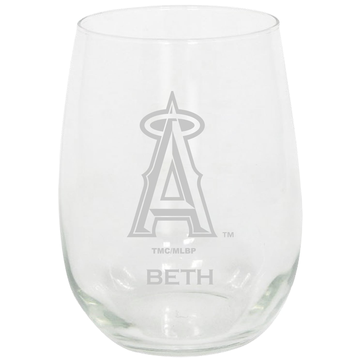 Los Angeles Angels 15oz. Personalized Stemless Etched Glass Tumbler