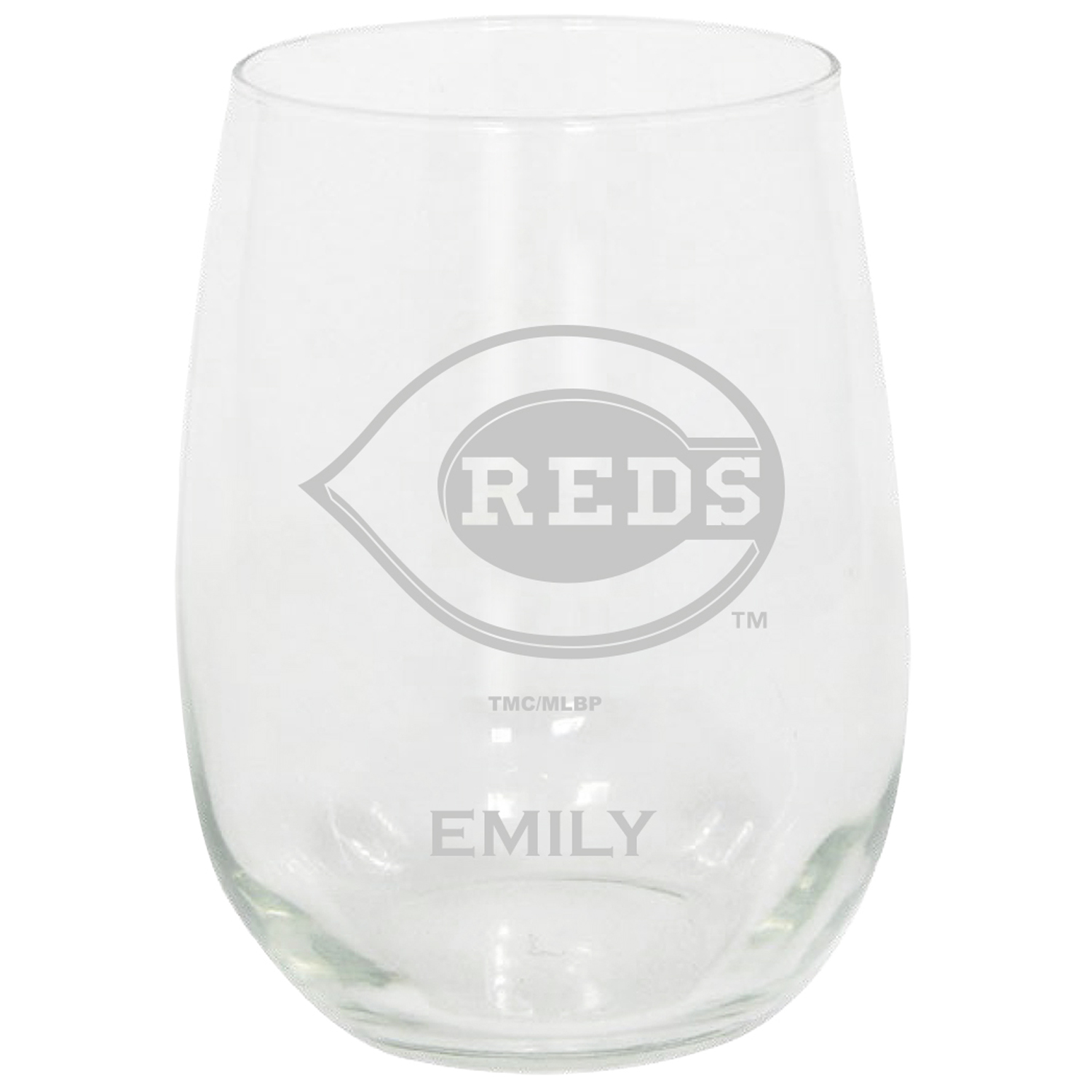 Cincinnati Reds 15oz. Personalized Stemless Etched Glass Tumbler