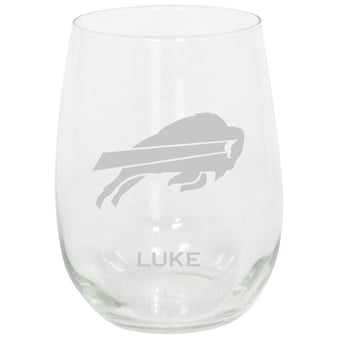 Buffalo Bills 15oz. Personalized Stemless Etched Glass Tumbler