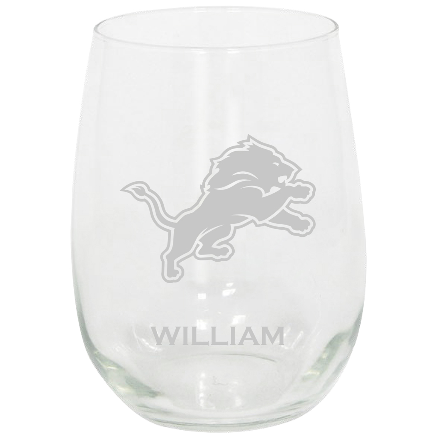 Detroit Lions 15oz. Personalized Stemless Etched Glass Tumbler