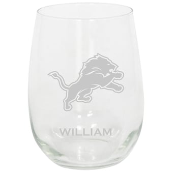 Detroit Lions 15oz. Personalized Stemless Etched Glass Tumbler