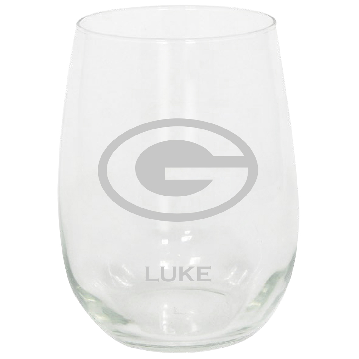 Green Bay Packers 15oz. Personalized Stemless Etched Glass Tumbler