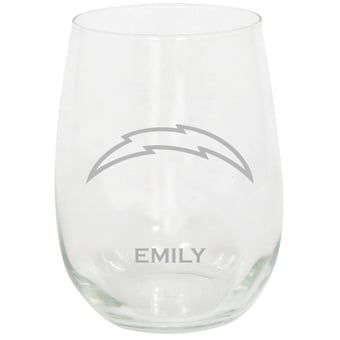 Los Angeles Chargers 15oz. Personalized Stemless Etched Glass Tumbler