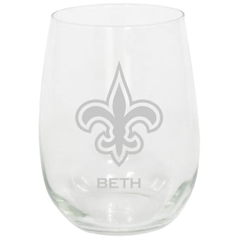 New Orleans Saints 15oz. Personalized Stemless Etched Glass Tumbler