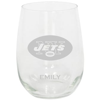 New York Jets 15oz. Personalized Stemless Etched Glass Tumbler