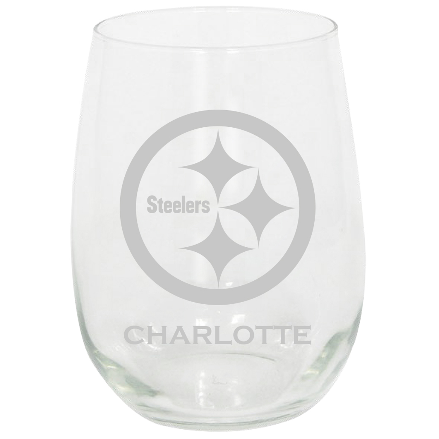 Pittsburgh Steelers 15oz. Personalized Stemless Etched Glass Tumbler