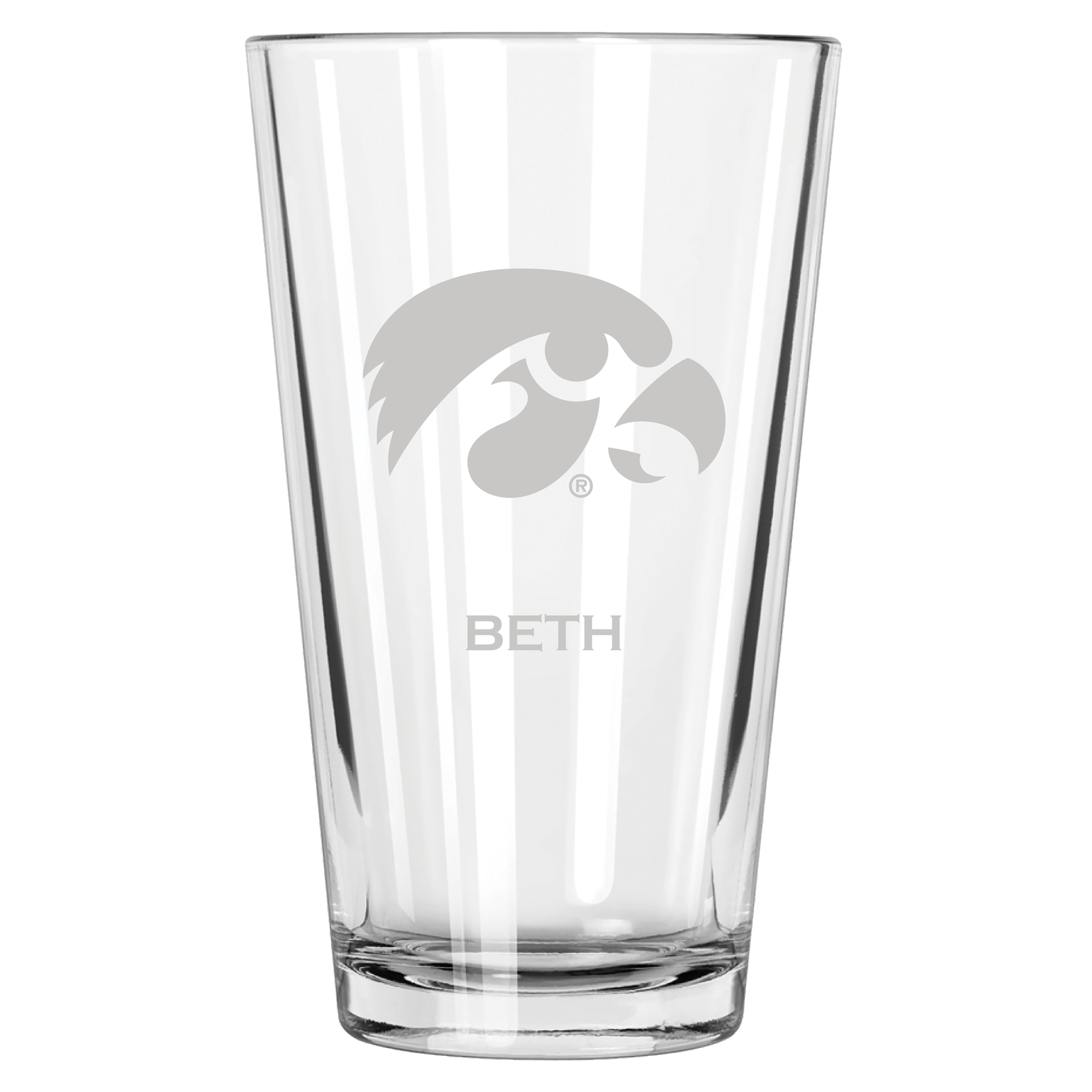 Iowa Hawkeyes 16oz. Personalized Etched Pint Glass