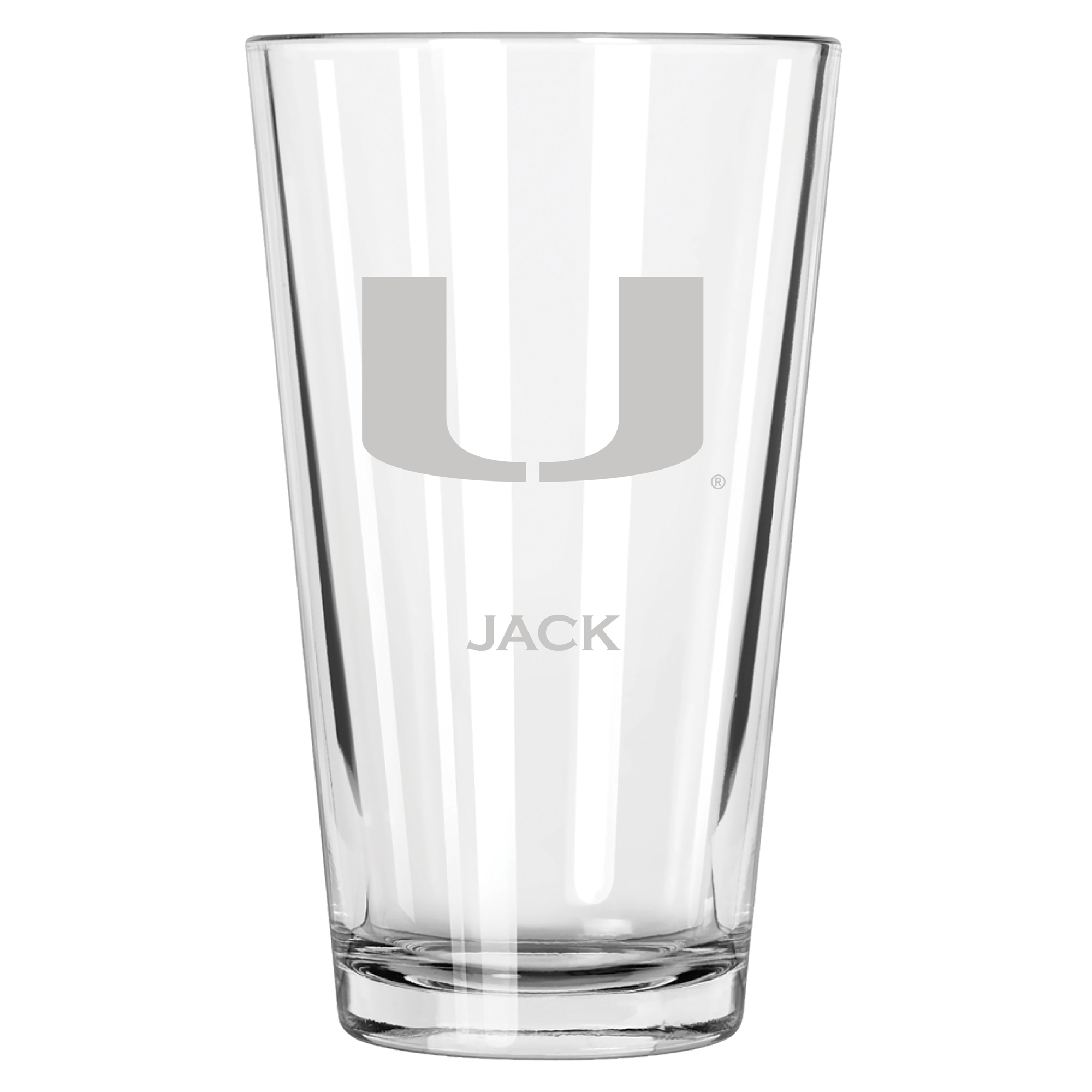 Miami Hurricanes 16oz. Personalized Etched Pint Glass