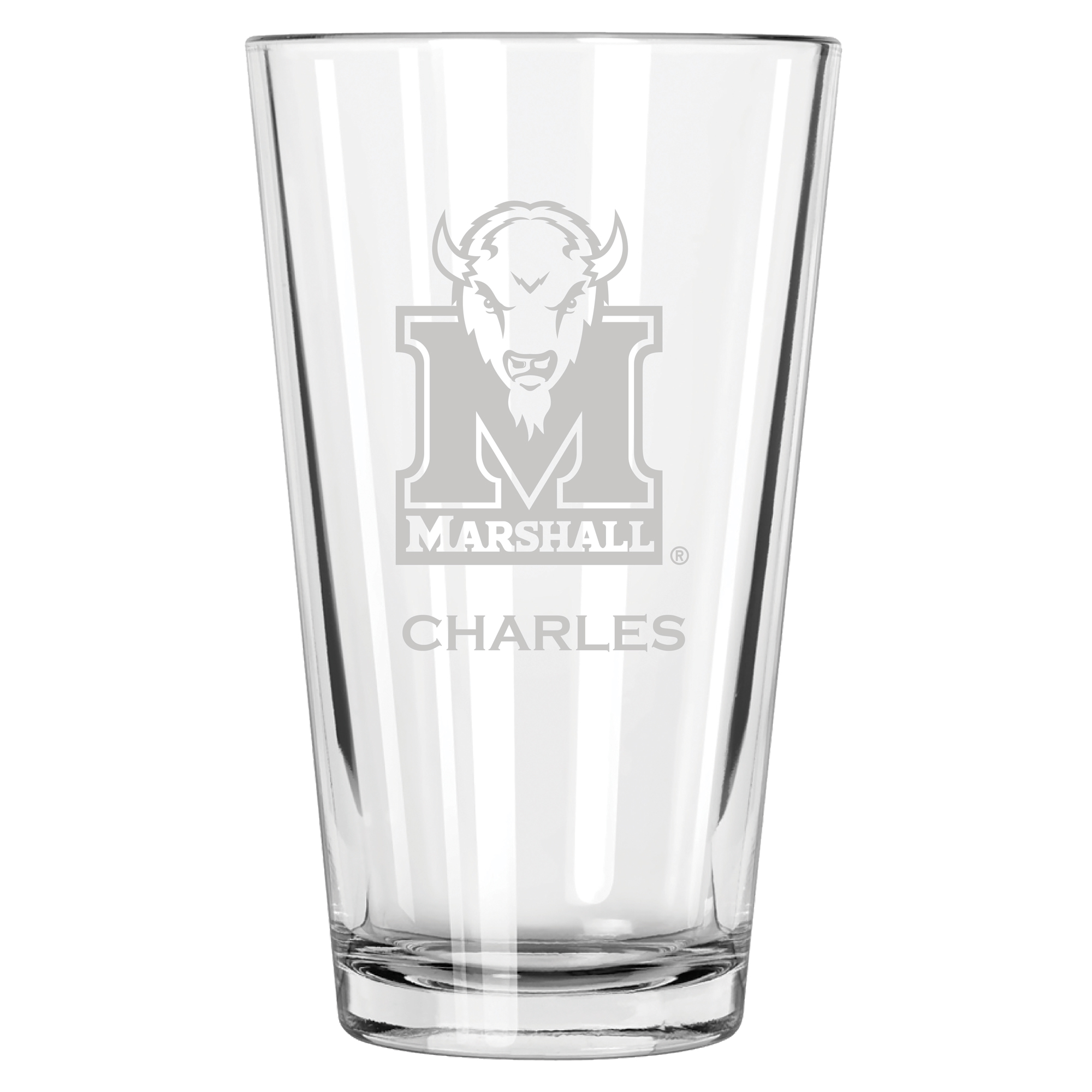 Marshall Thundering Herd 16oz. Personalized Etched Pint Glass