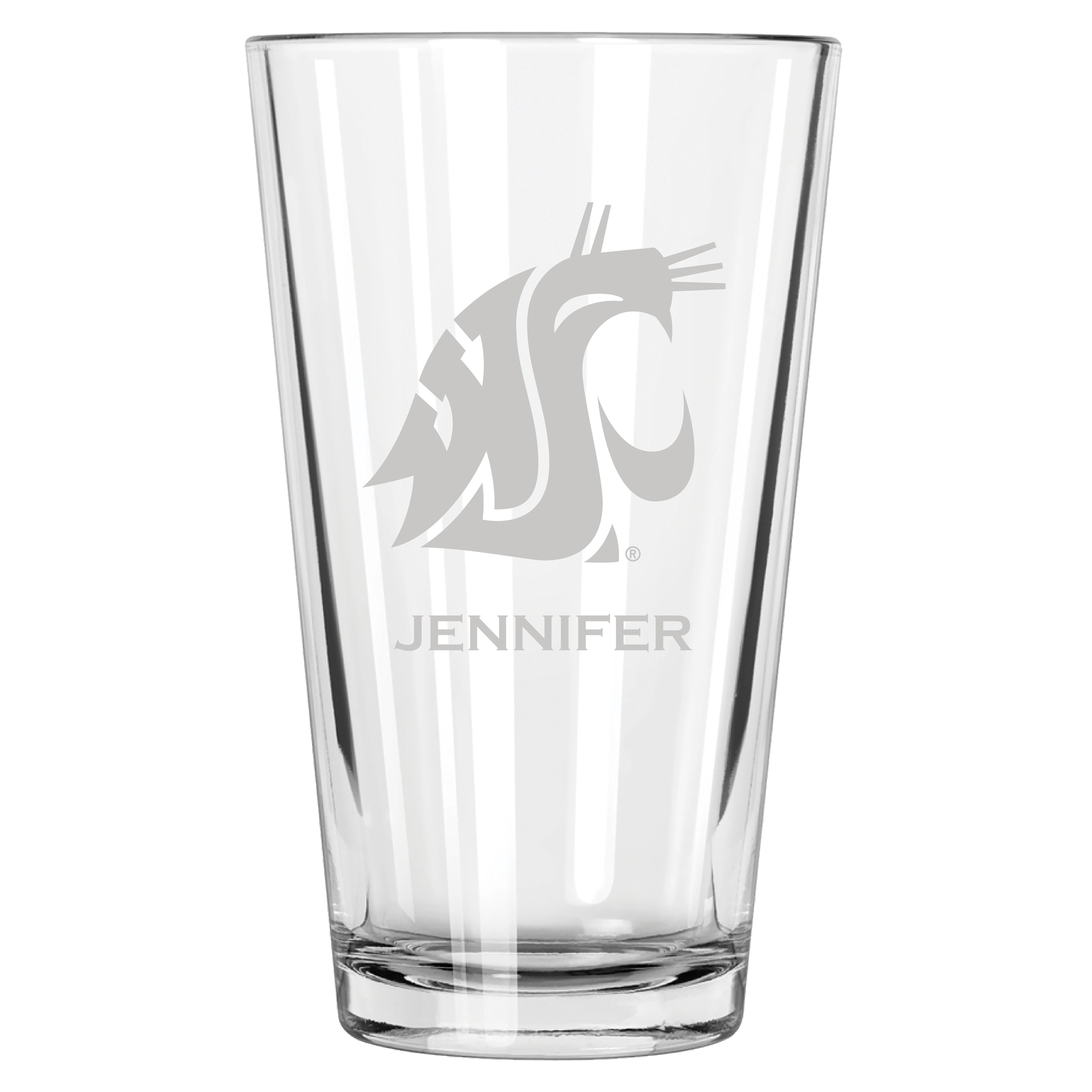 Washington State Cougars 16oz. Personalized Etched Pint Glass