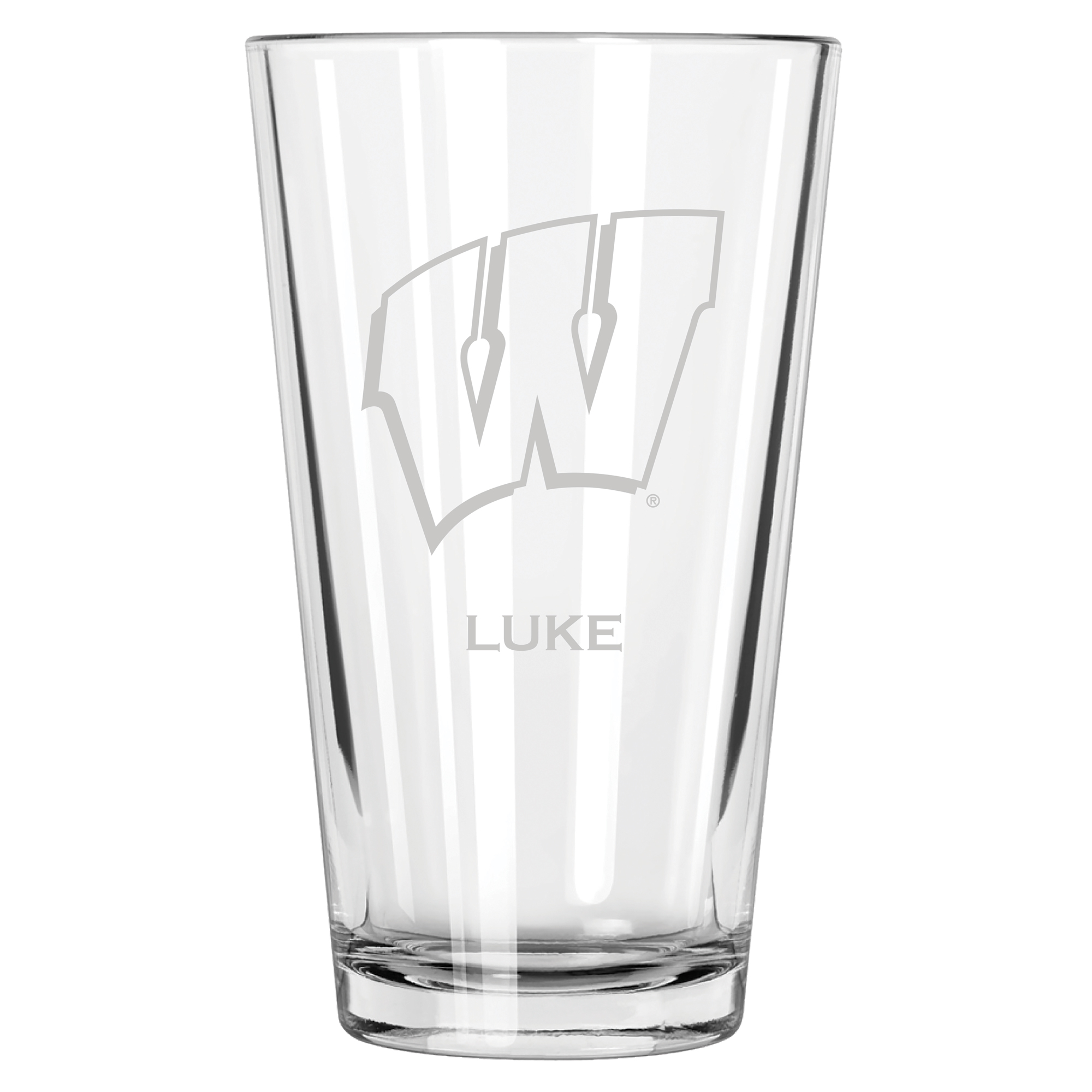 Wisconsin Badgers 16oz. Personalized Etched Pint Glass