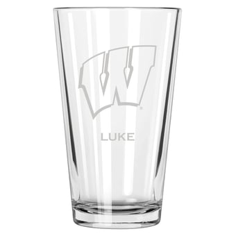 Wisconsin Badgers 16oz. Personalized Etched Pint Glass