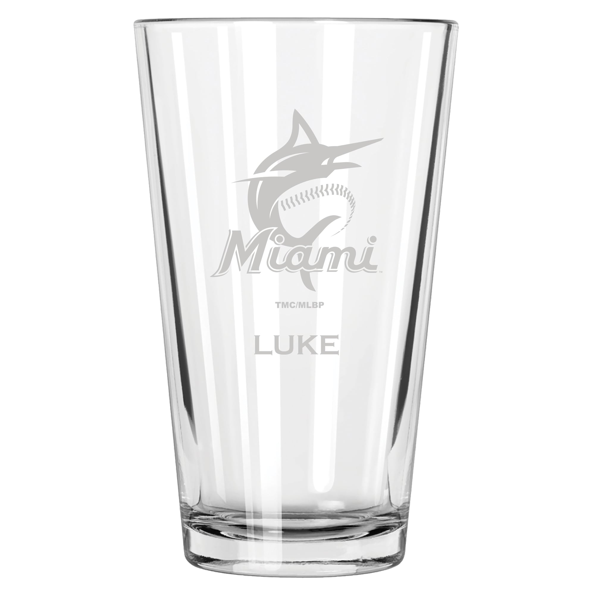 Miami Marlins 16oz. Personalized Etched Pint Glass