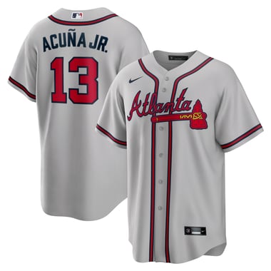 Men's Nike Ronald Acuna Jr. Gray Atlanta Braves Road Replica Player Name Jersey