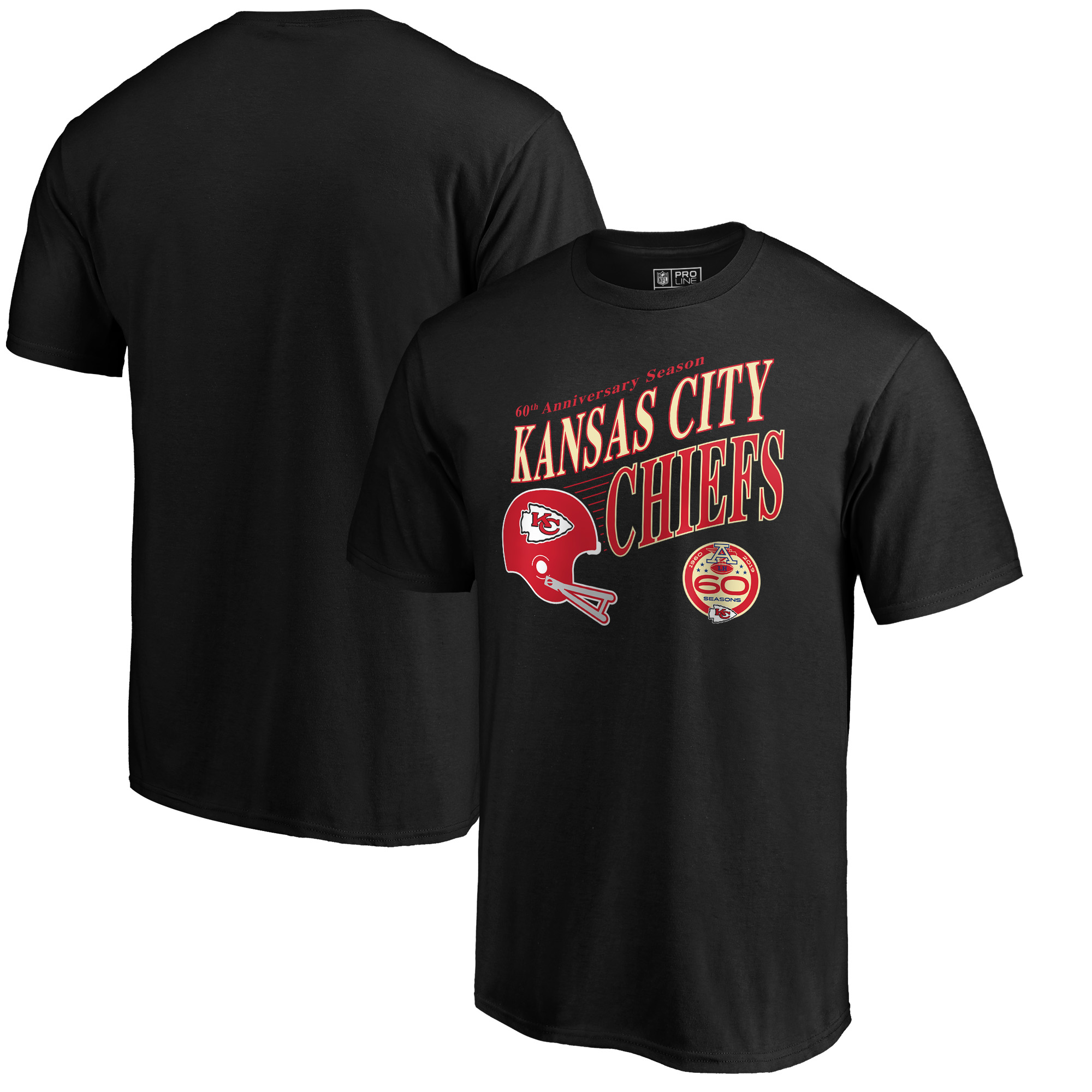 Men's Black Kansas City Chiefs 60th Season Logo Rise T-Shirt