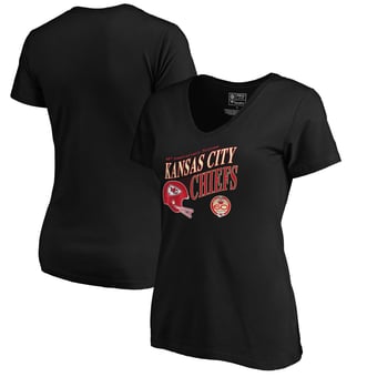 Women's Black Kansas City Chiefs 60th Season Logo Rise V-Neck T-Shirt