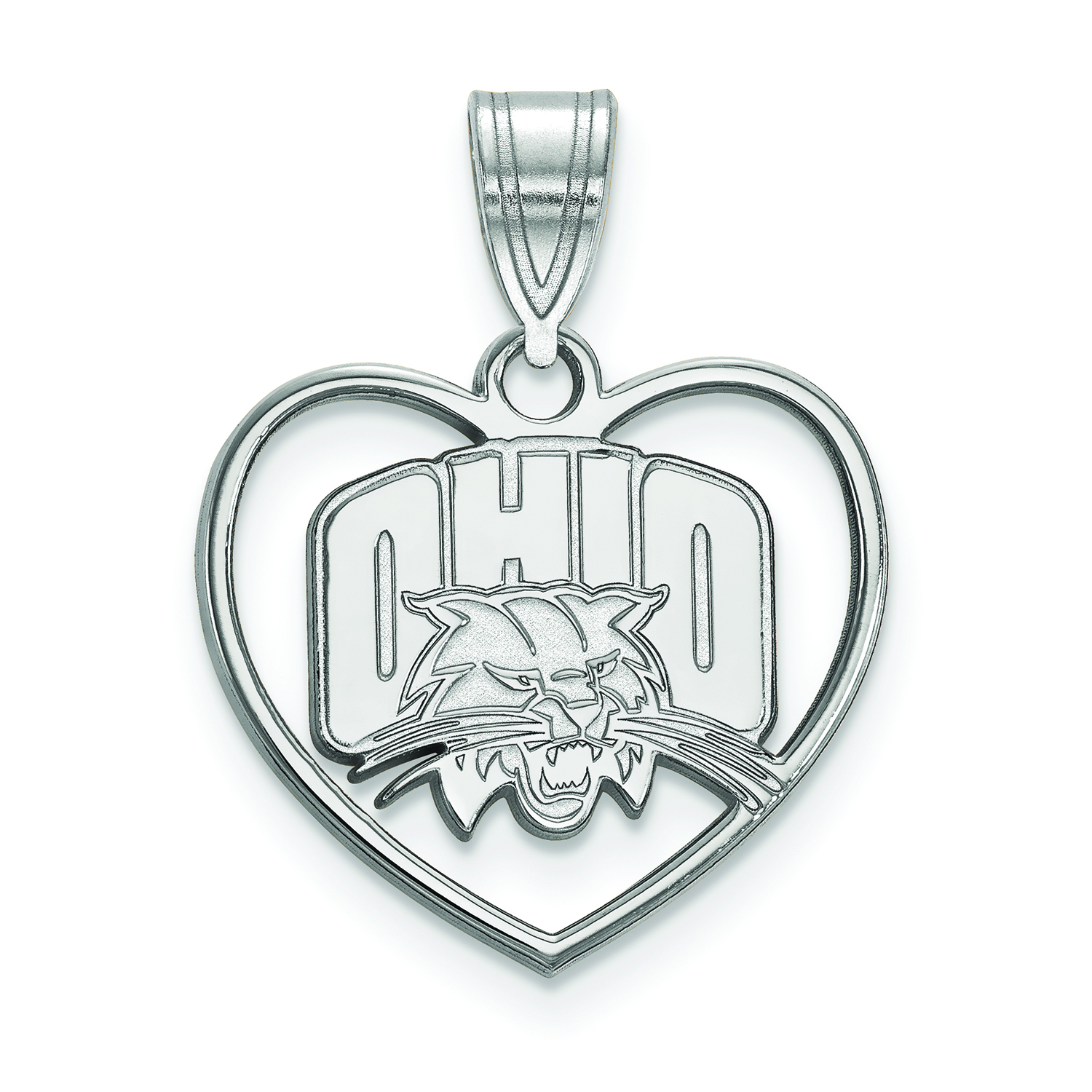 Women's Ohio Bobcats Sterling Silver Logo Heart Pendant