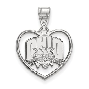 Women's Ohio Bobcats Sterling Silver Logo Heart Pendant