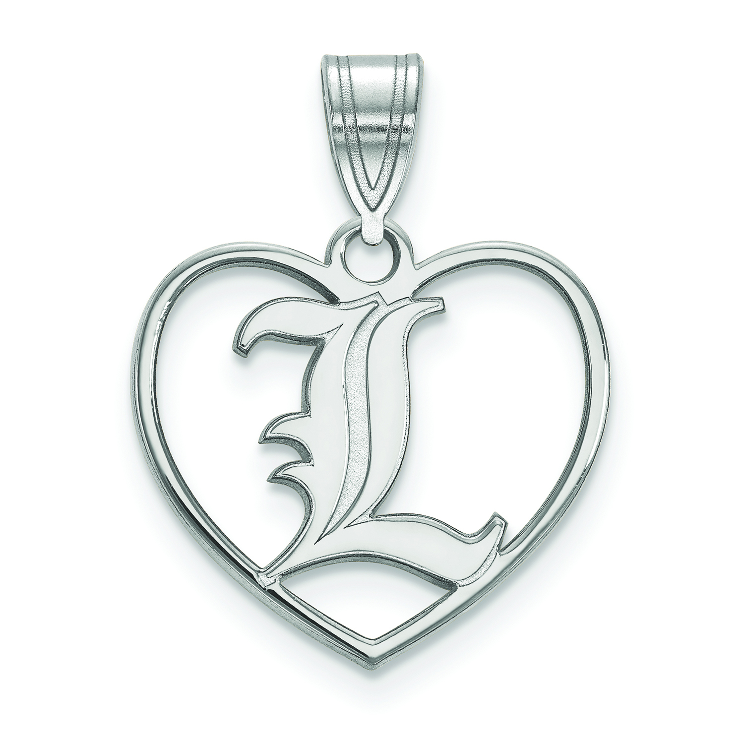 Women's Louisville Cardinals Sterling Silver Script Logo Heart Pendant