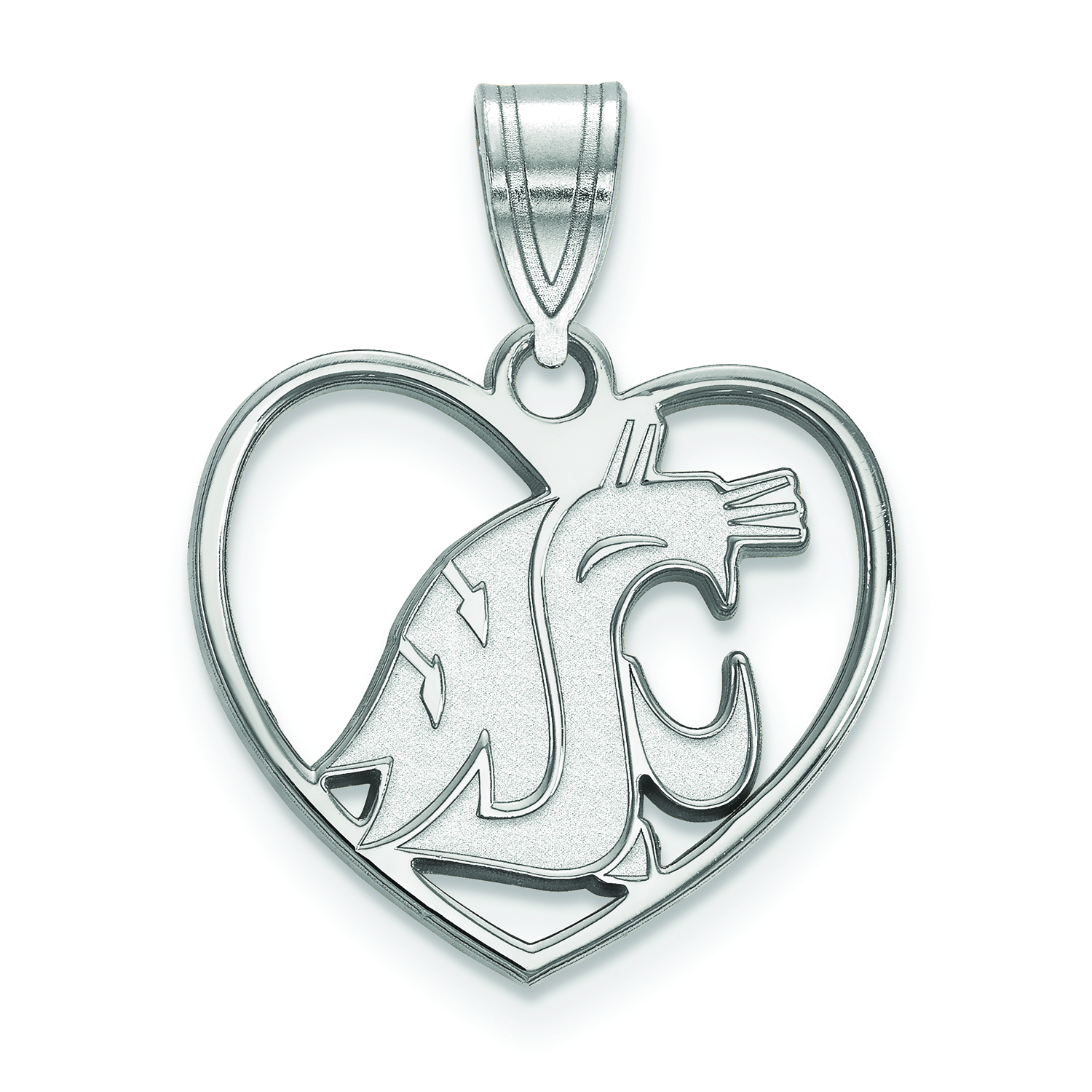 Women's Washington State Cougars Sterling Silver Logo Heart Pendant