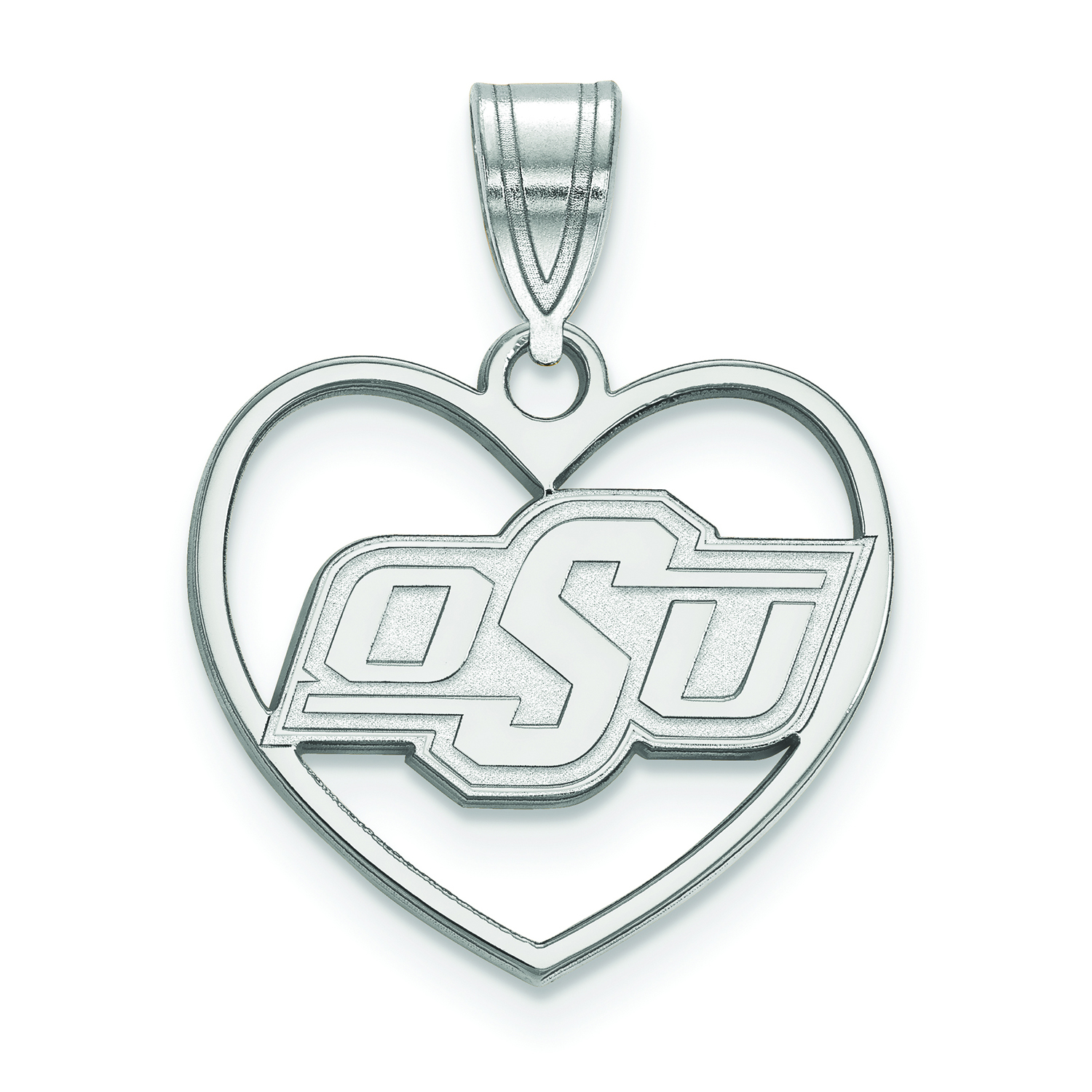 Women's Oklahoma State Cowboys Sterling Silver Logo Heart Pendant