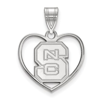Women's NC State Wolfpack Sterling Silver Logo Heart Pendant