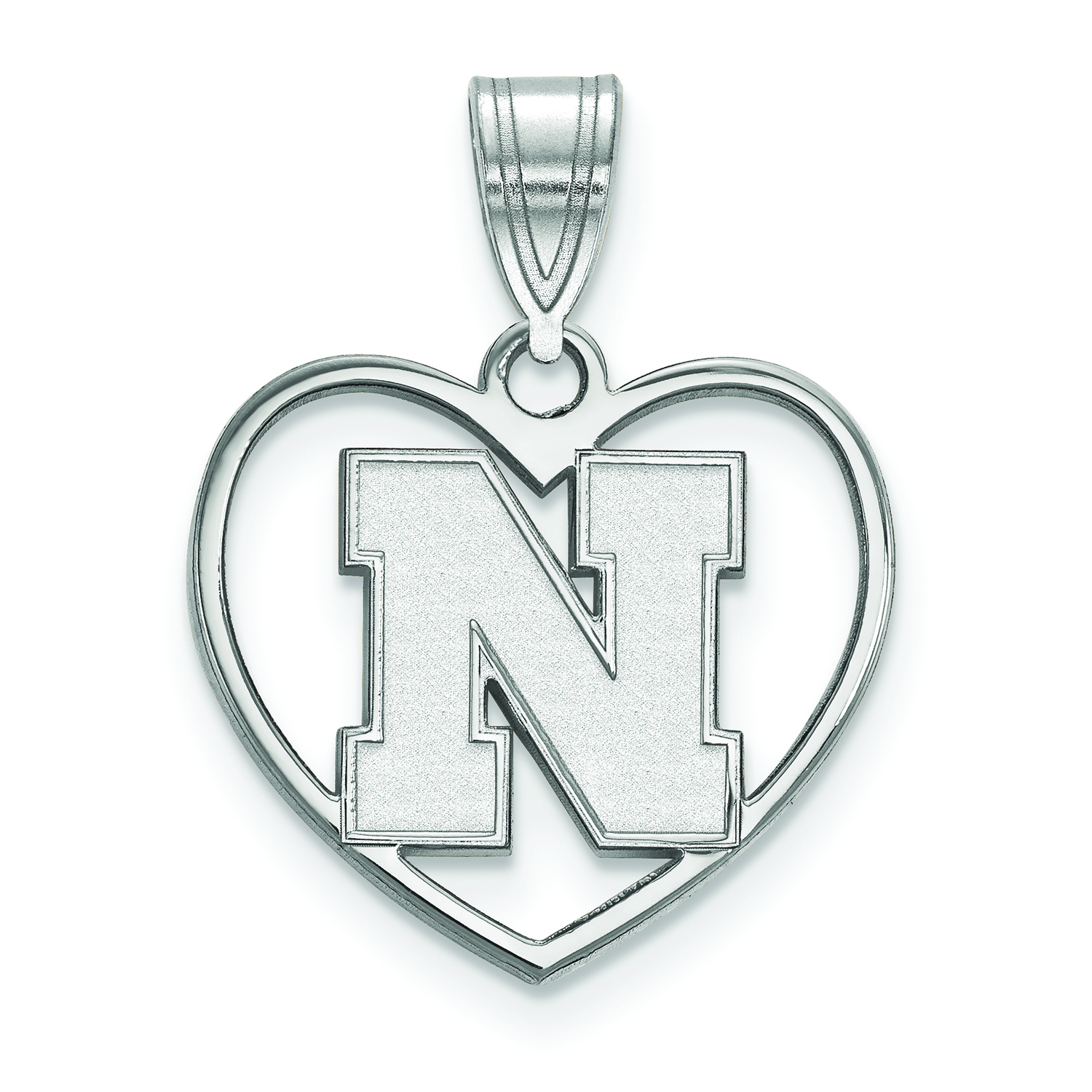 Women's Nebraska Huskers Sterling Silver Logo Heart Pendant