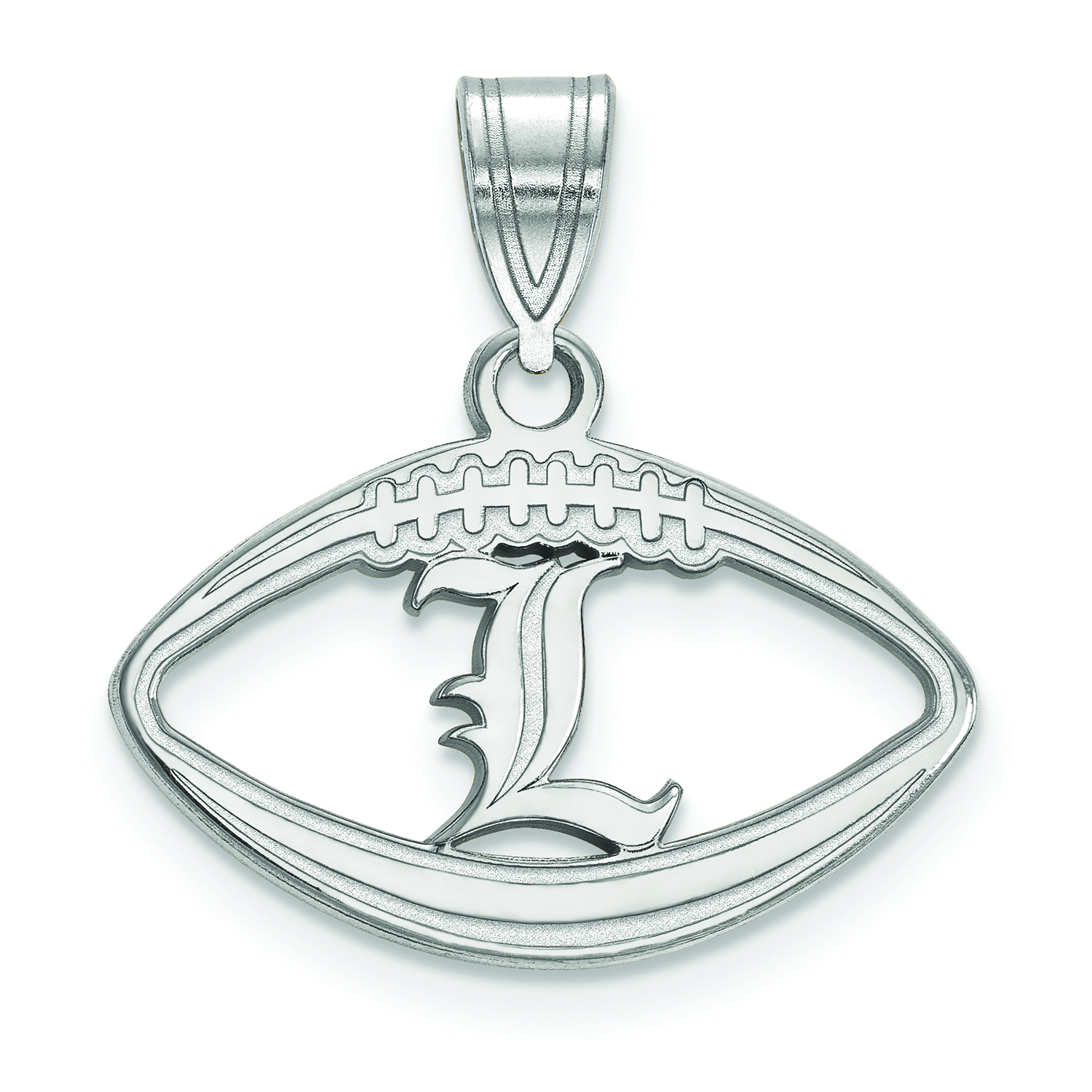 Women's Louisville Cardinals Sterling Silver Script Logo Football Pendant