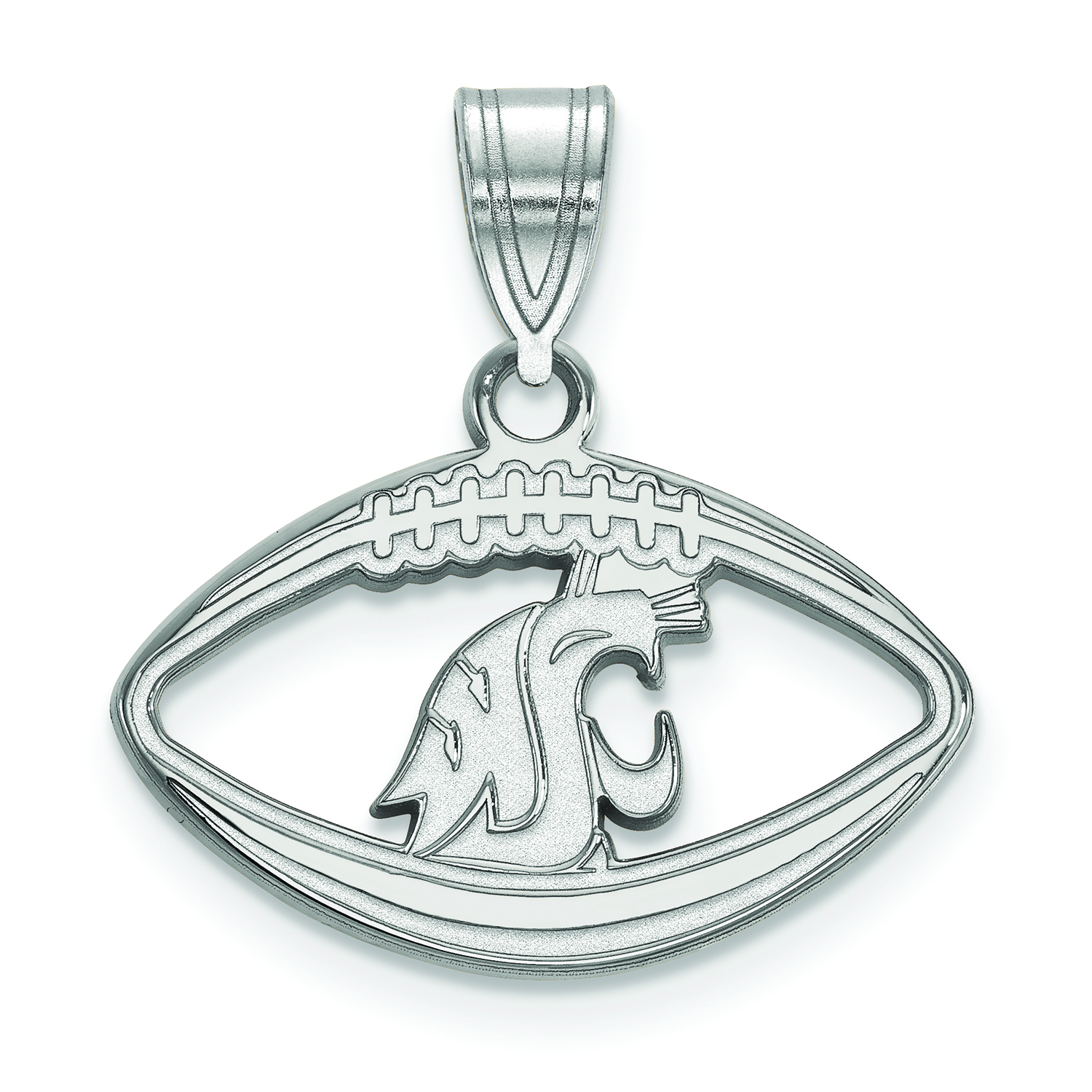 Women's Washington State Cougars Sterling Silver Logo Football Pendant