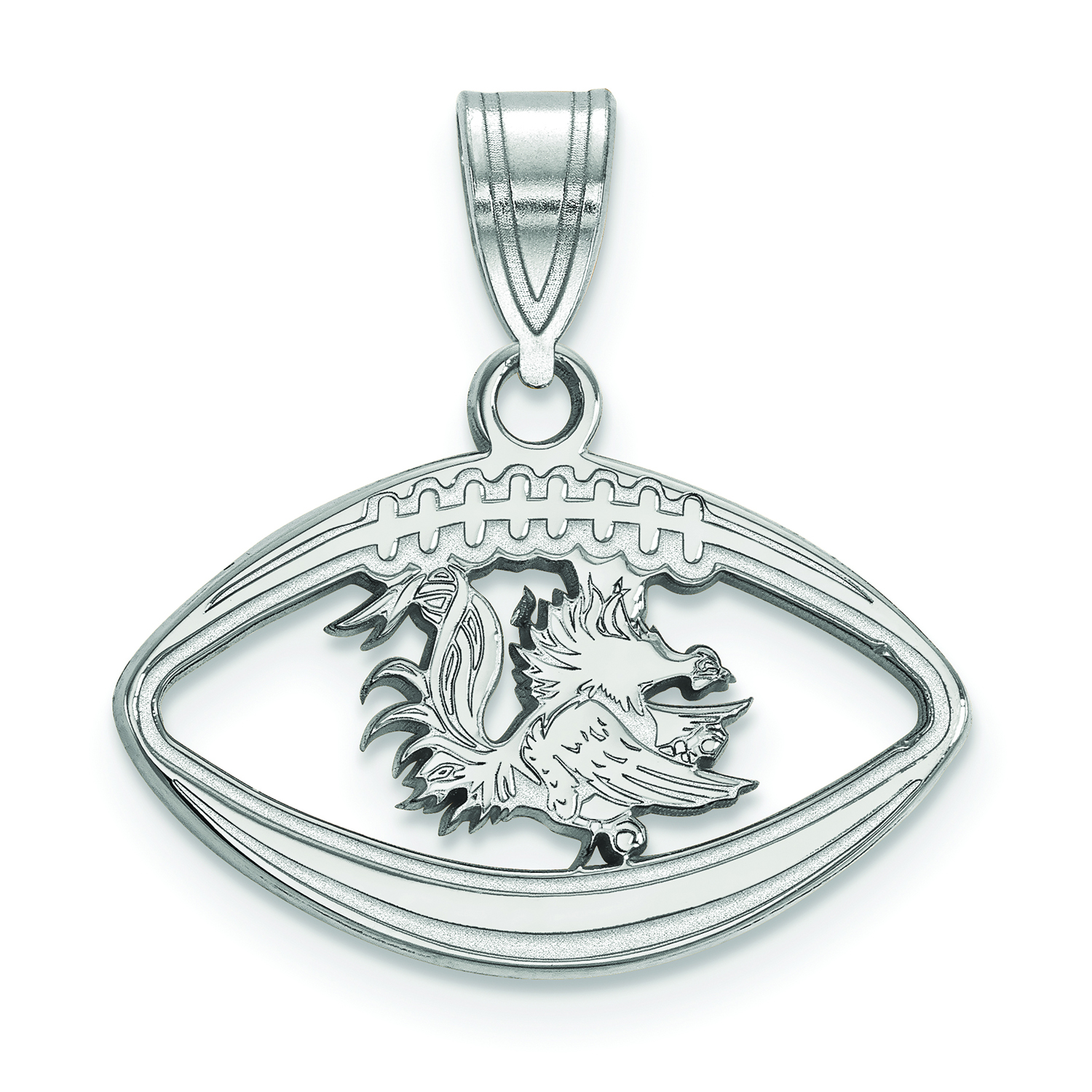 Women's South Carolina Gamecocks Sterling Silver Mascot Football Pendant