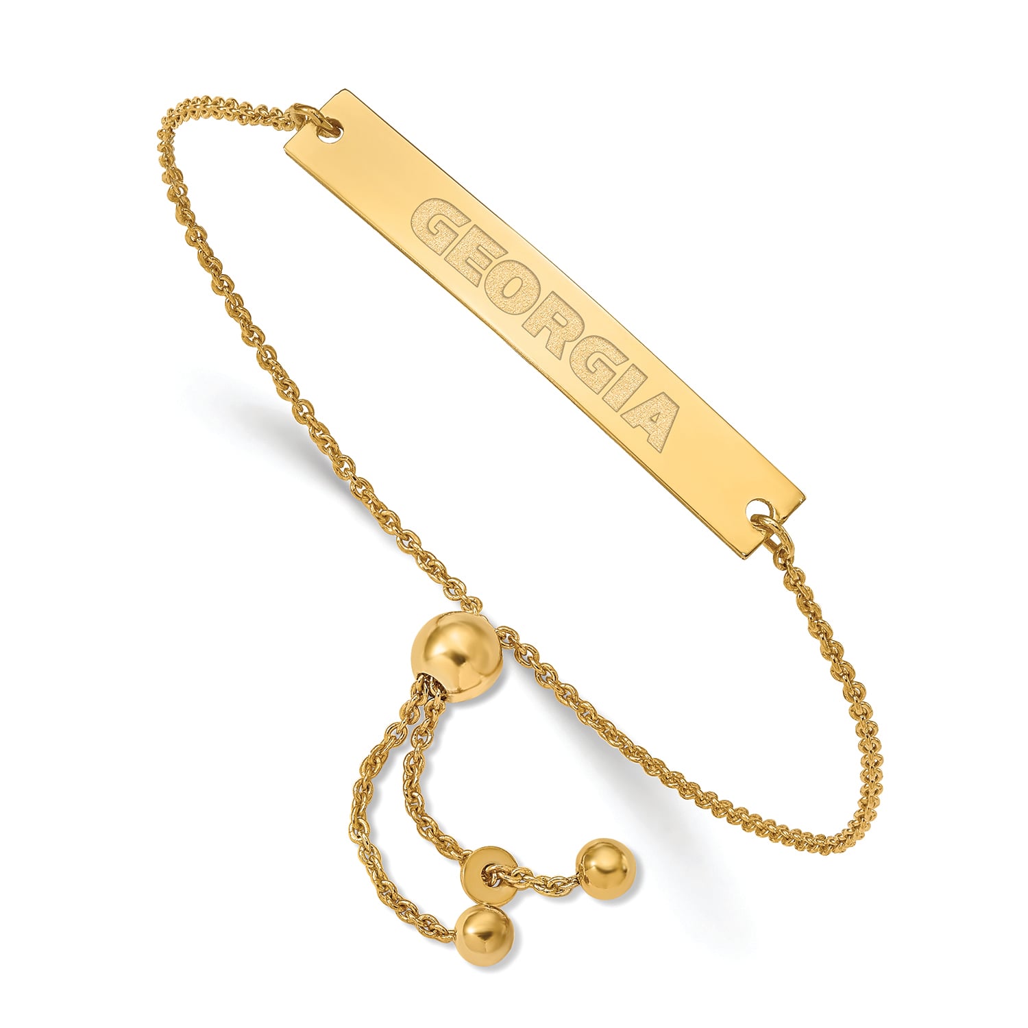 Women's Georgia Bulldogs Sterling Silver Gold-Plated Adjustable Bar Bracelet