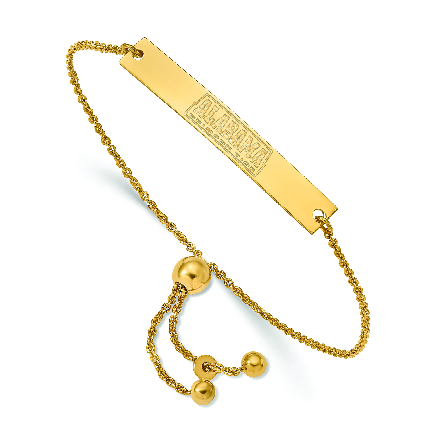 Women's Alabama Crimson Tide Sterling Silver Gold-Plated Adjustable Bar Bracelet