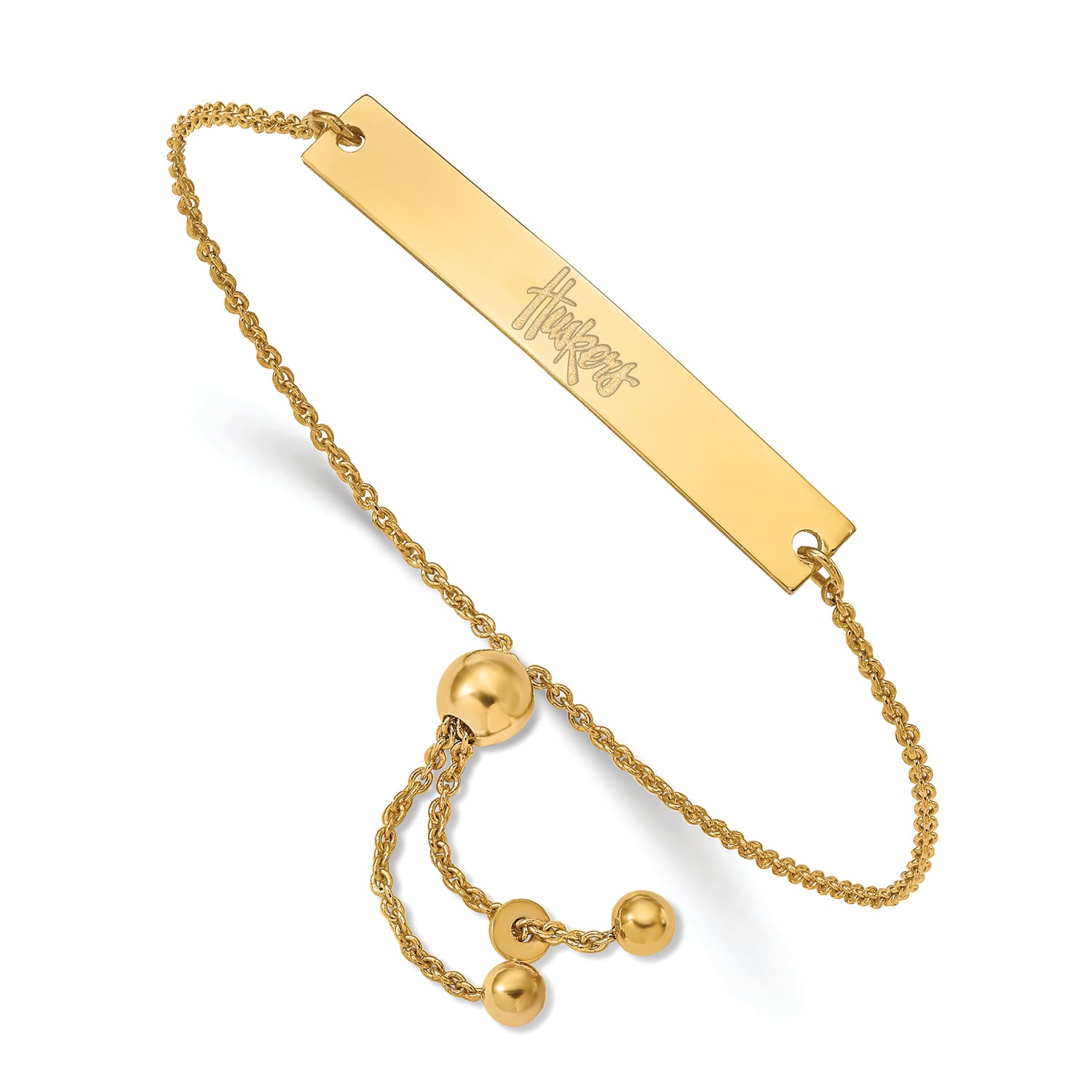 Women's Nebraska Huskers Sterling Silver Gold-Plated Adjustable Bar Bracelet