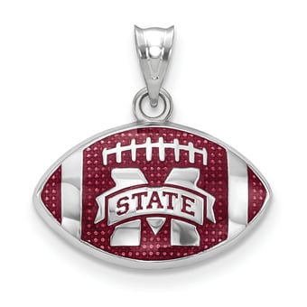 Women's Mississippi State Bulldogs Sterling Silver Enameled Football Logo Pendant