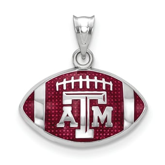 Women's Texas A&M Aggies Sterling Silver Enameled Football Logo Pendant
