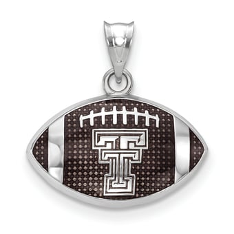 Women's Texas Tech Red Raiders Sterling Silver Enameled Football Logo Pendant
