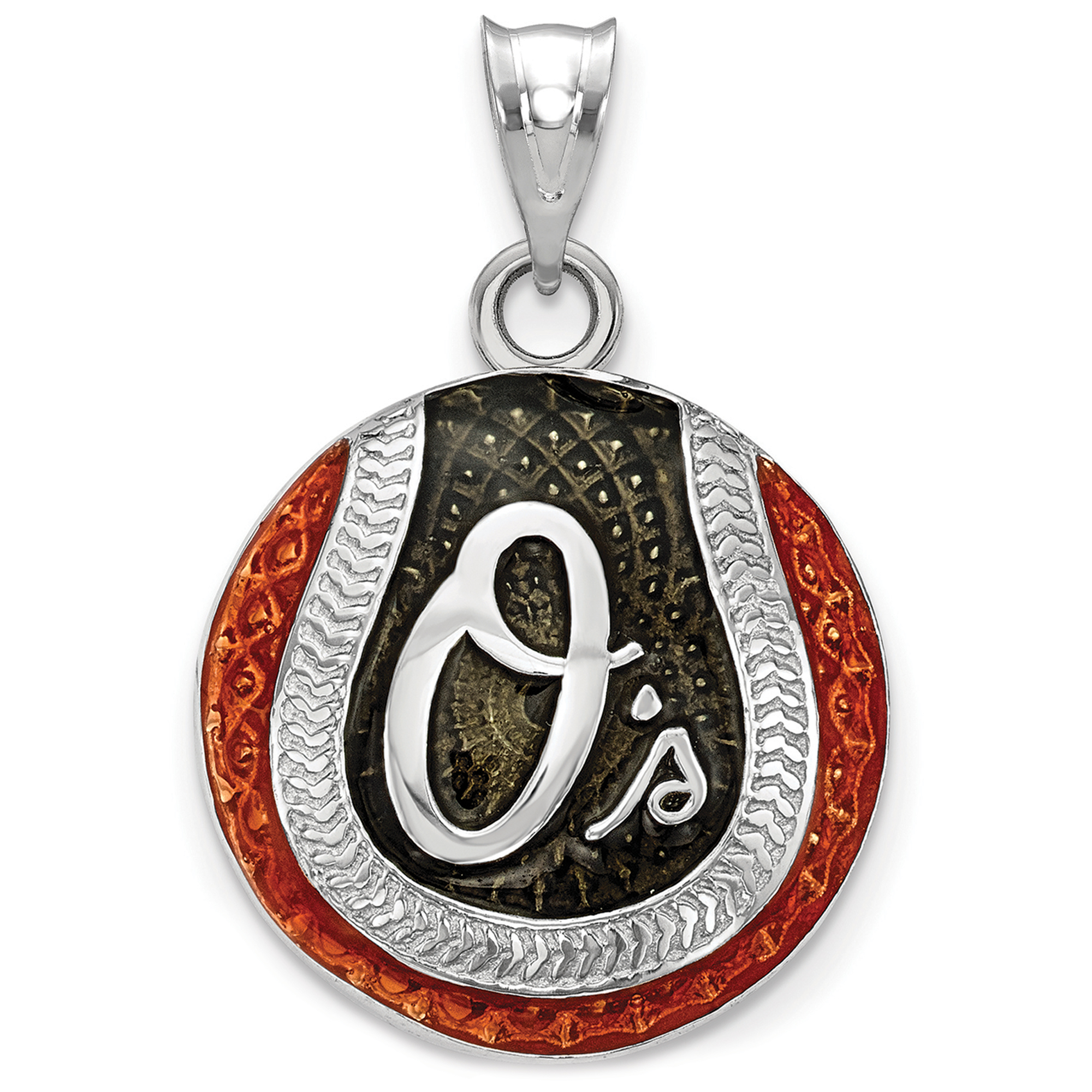 Women's Baltimore Orioles Sterling Silver Enameled Baseball Pendant