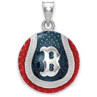 Women's Boston Red Sox Sterling Silver Enameled Baseball Pendant