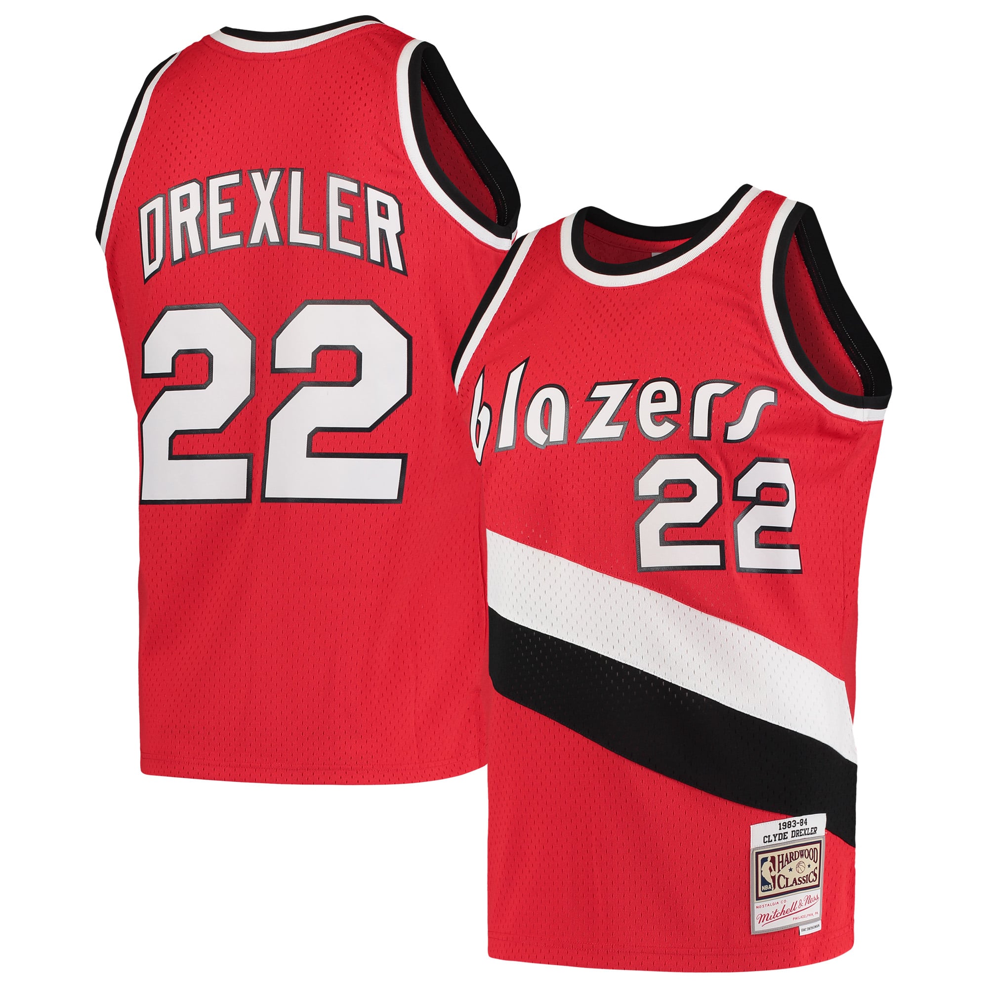 Men's Mitchell & Ness Clyde Drexler Red Portland Trail Blazers 1983/84 Hardwood Classics Swingman Jersey