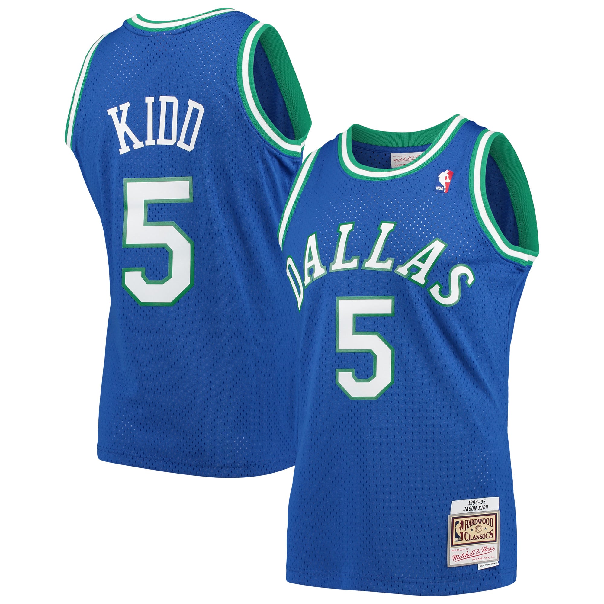 Mitchell & Ness Jason Kidd Herren-Swingman-Trikot, blau, Dallas Mavericks, Saison 1994/95, Hardwood Classics