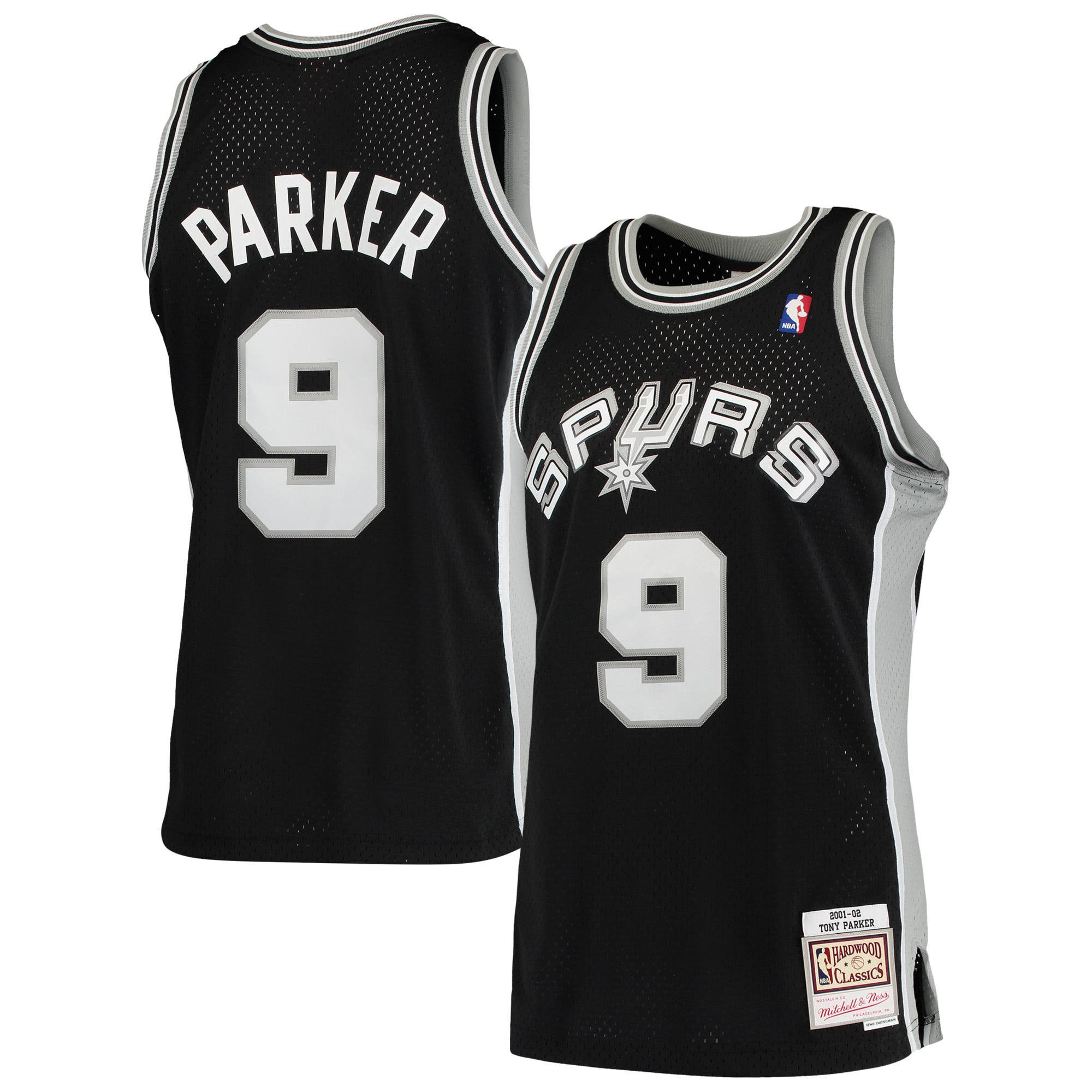 Men's Mitchell & Ness Tony Parker Black San Antonio Spurs Hardwood Classics Swingman Jersey