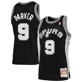 Men's Mitchell & Ness Tony Parker Black San Antonio Spurs Hardwood Classics Swingman Jersey