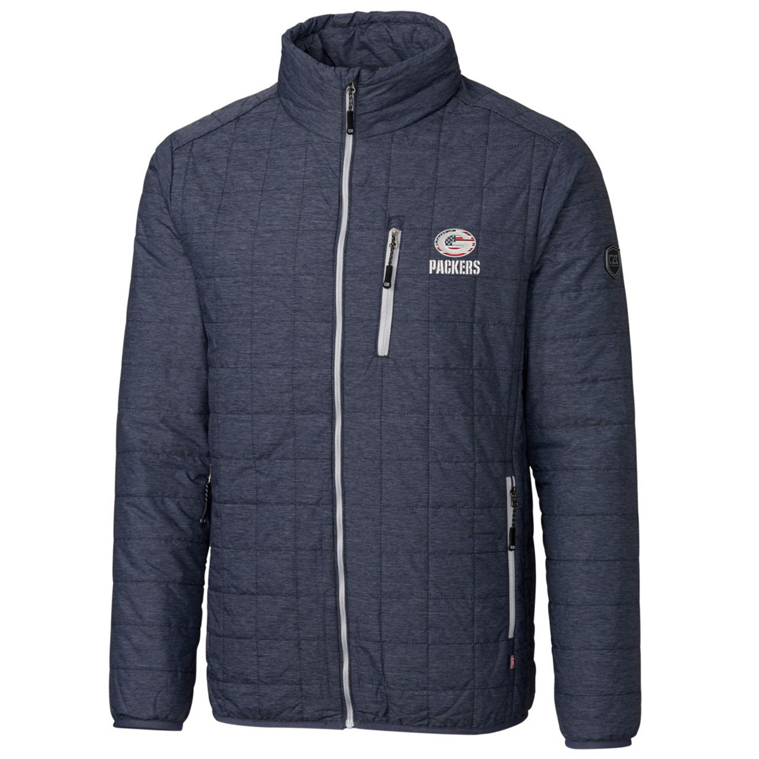 Men's Cutter & Buck Navy Green Bay Packers Americana Rainier Full-Zip Jacket